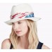 NEW Lucky Brand Fedora Hat Americana Natural 4th of July Red White Blue  eb-88596172